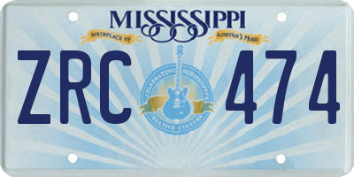 MS license plate ZRC474