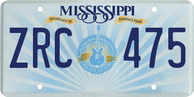 MS license plate ZRC475