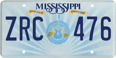 MS license plate ZRC476
