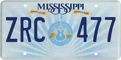 MS license plate ZRC477
