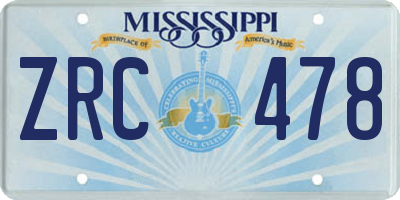 MS license plate ZRC478