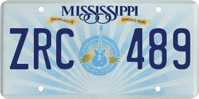 MS license plate ZRC489