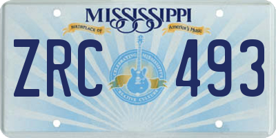 MS license plate ZRC493