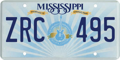 MS license plate ZRC495