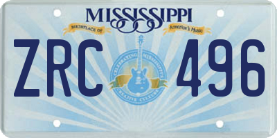 MS license plate ZRC496
