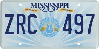MS license plate ZRC497