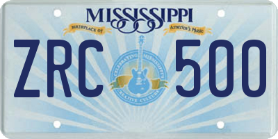MS license plate ZRC500