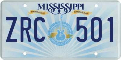 MS license plate ZRC501