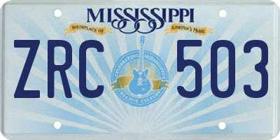 MS license plate ZRC503
