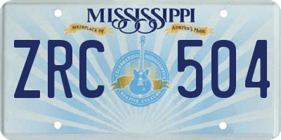 MS license plate ZRC504