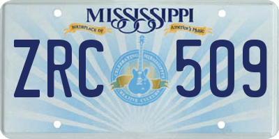 MS license plate ZRC509