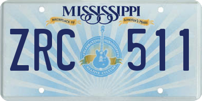 MS license plate ZRC511