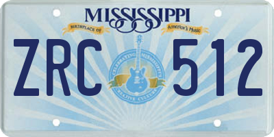 MS license plate ZRC512