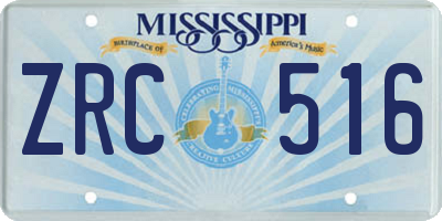 MS license plate ZRC516