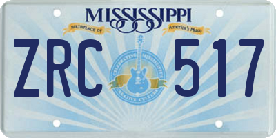 MS license plate ZRC517