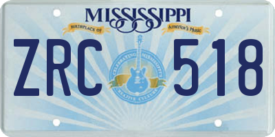 MS license plate ZRC518