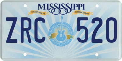 MS license plate ZRC520