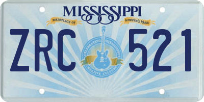 MS license plate ZRC521