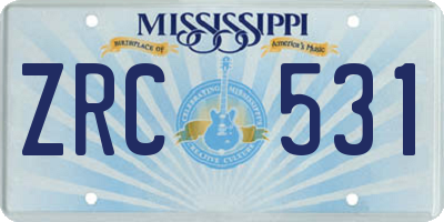 MS license plate ZRC531