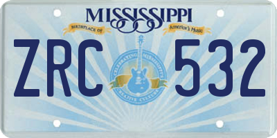 MS license plate ZRC532