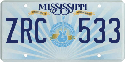 MS license plate ZRC533