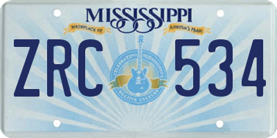 MS license plate ZRC534