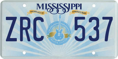 MS license plate ZRC537