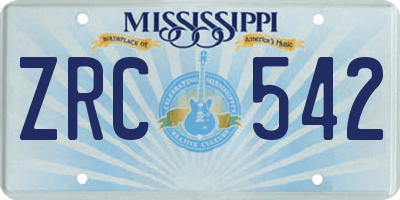 MS license plate ZRC542