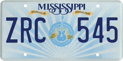 MS license plate ZRC545