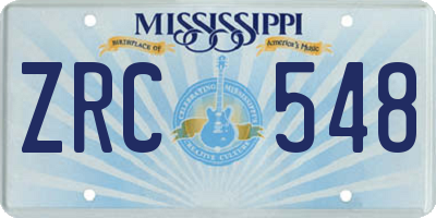 MS license plate ZRC548