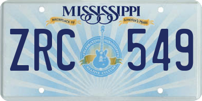 MS license plate ZRC549