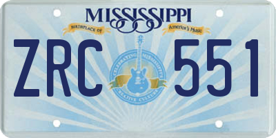 MS license plate ZRC551