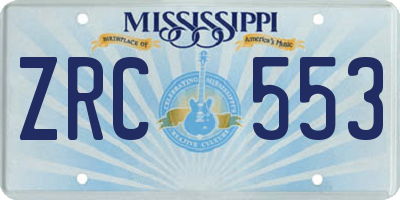 MS license plate ZRC553
