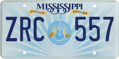 MS license plate ZRC557