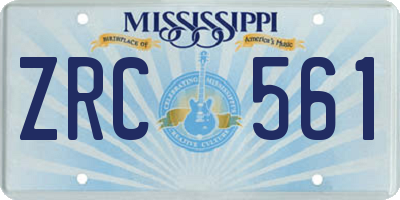 MS license plate ZRC561