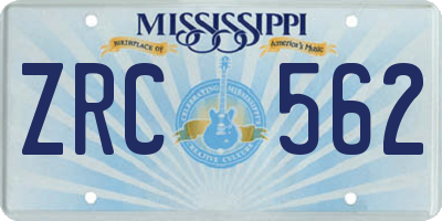 MS license plate ZRC562