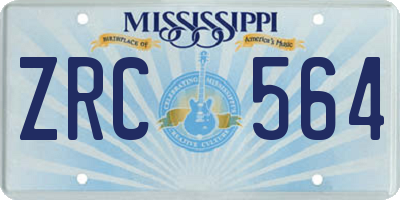 MS license plate ZRC564