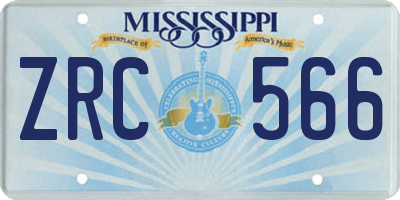 MS license plate ZRC566