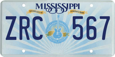 MS license plate ZRC567
