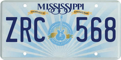 MS license plate ZRC568
