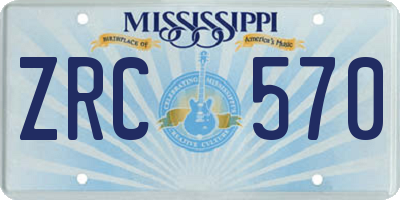 MS license plate ZRC570