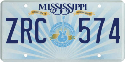 MS license plate ZRC574