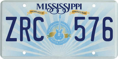 MS license plate ZRC576