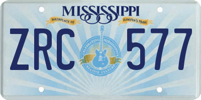 MS license plate ZRC577