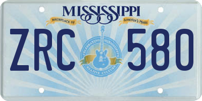 MS license plate ZRC580