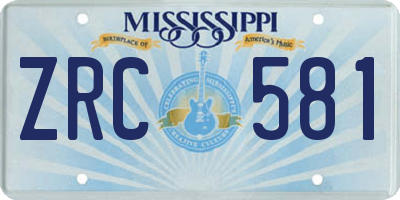 MS license plate ZRC581