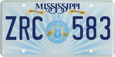 MS license plate ZRC583