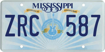 MS license plate ZRC587