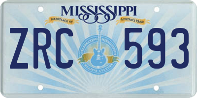 MS license plate ZRC593
