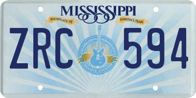 MS license plate ZRC594